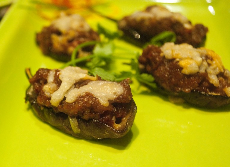 Baked baby eggplants