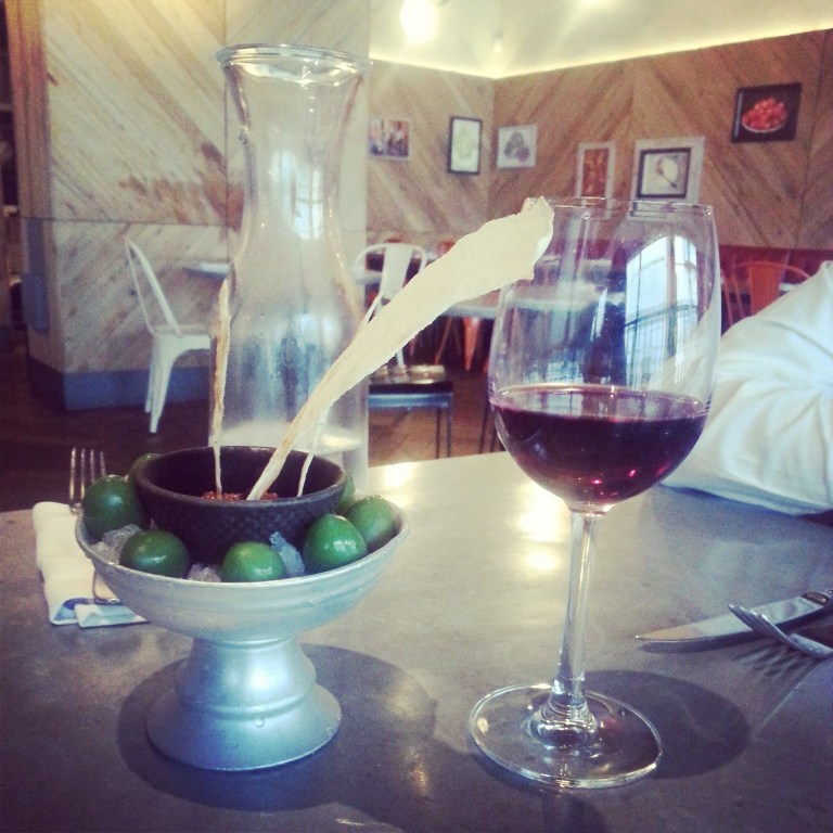 48. Olives on ice with Red wine